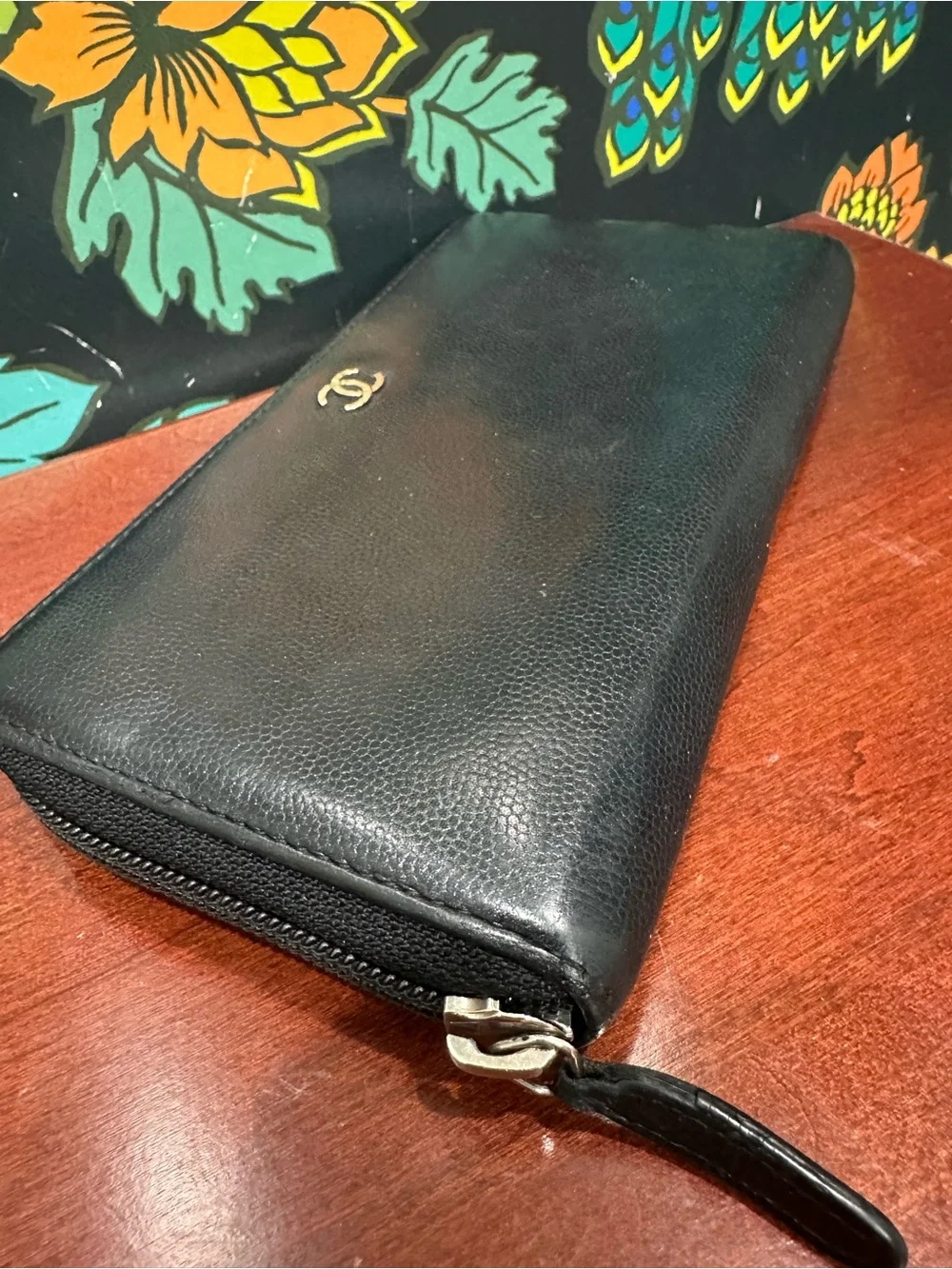Chanel Black Caviar Leather CC Zip Around Long Wallet 16 Series Box